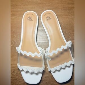 Wild Fable White and Clear Mules